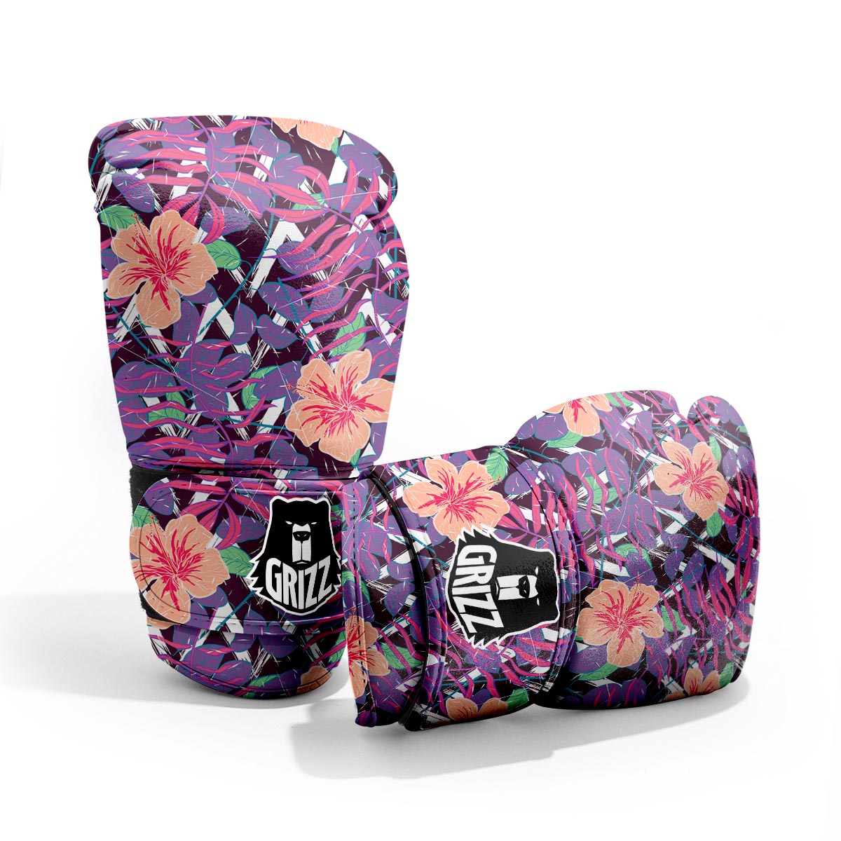Hibiscus Purple Tropical Print Pattern Pro Boxing Glove