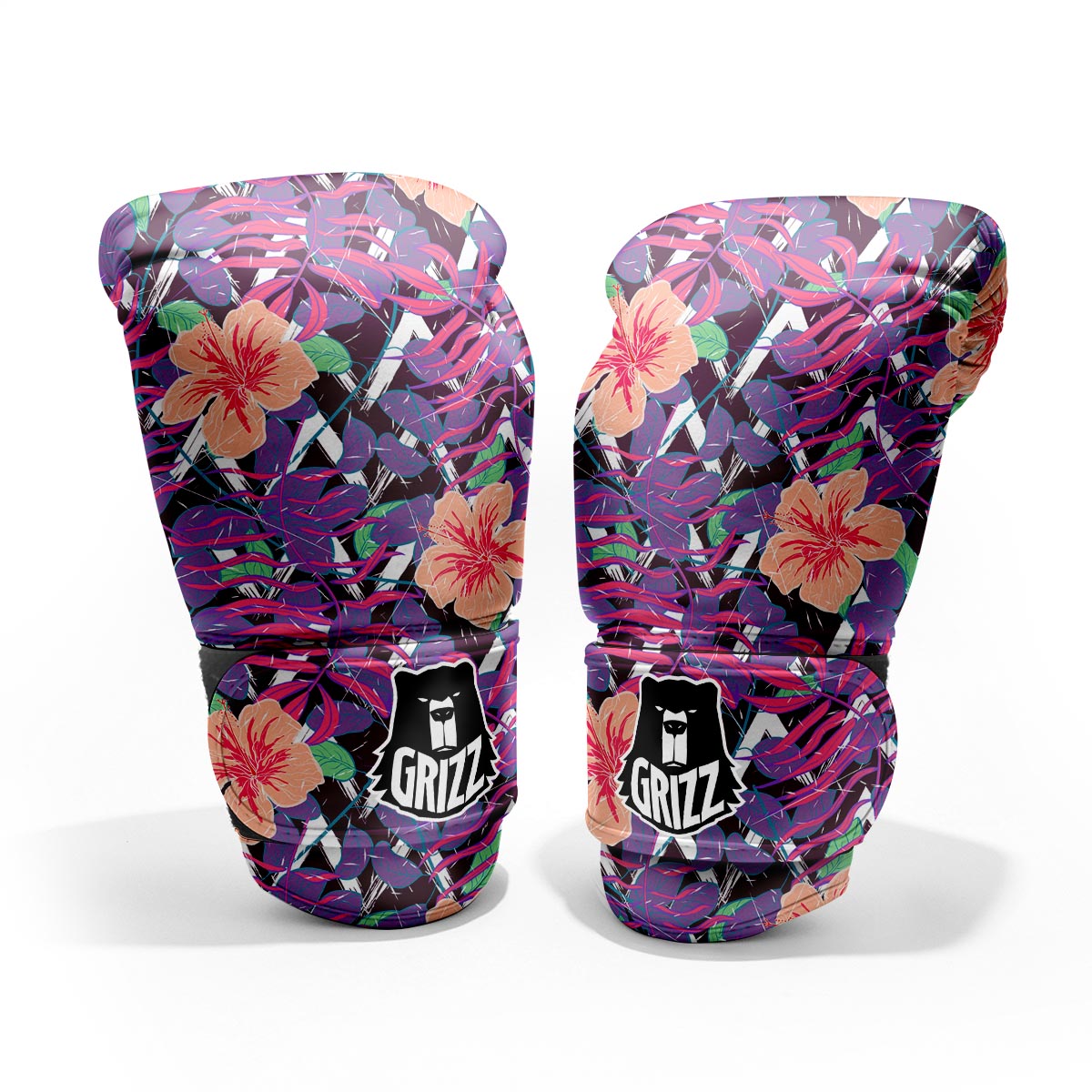 Hibiscus Purple Tropical Print Pattern Pro Boxing Glove