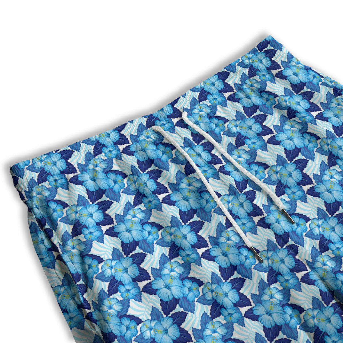 Hibiscus Tropical Blue Print Pattern Men's Athletic Shorts
