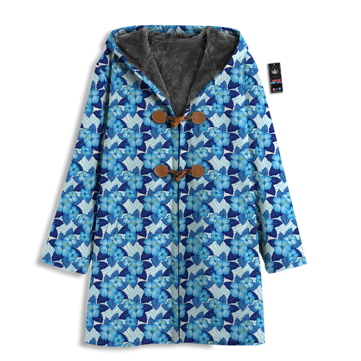 Hibiscus Tropical Blue Print Pattern Men's Windbreaker Jacket-grizzshop