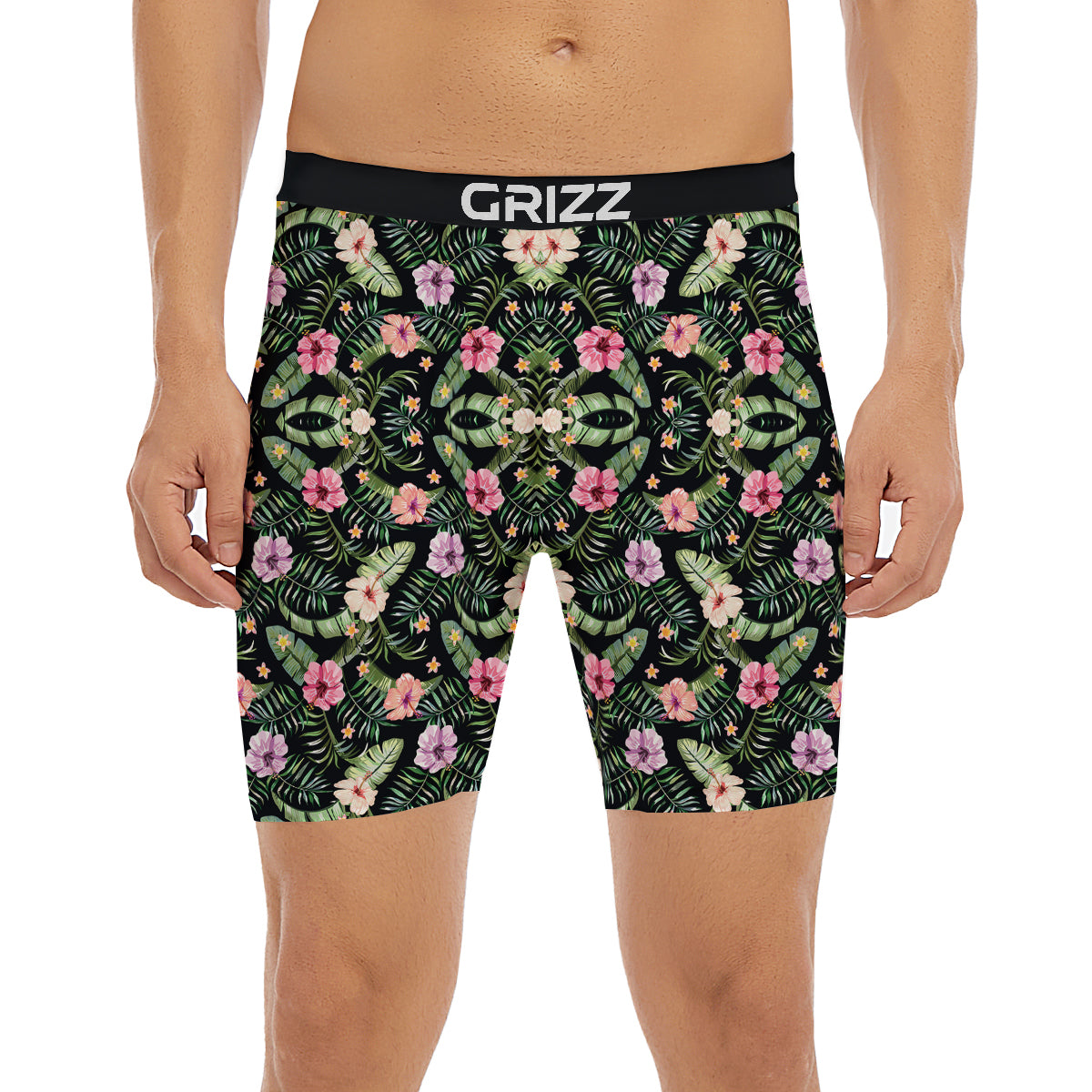 Hibiscus Tropical Floral Vintage Print Pattern Boxer Briefs-grizzshop