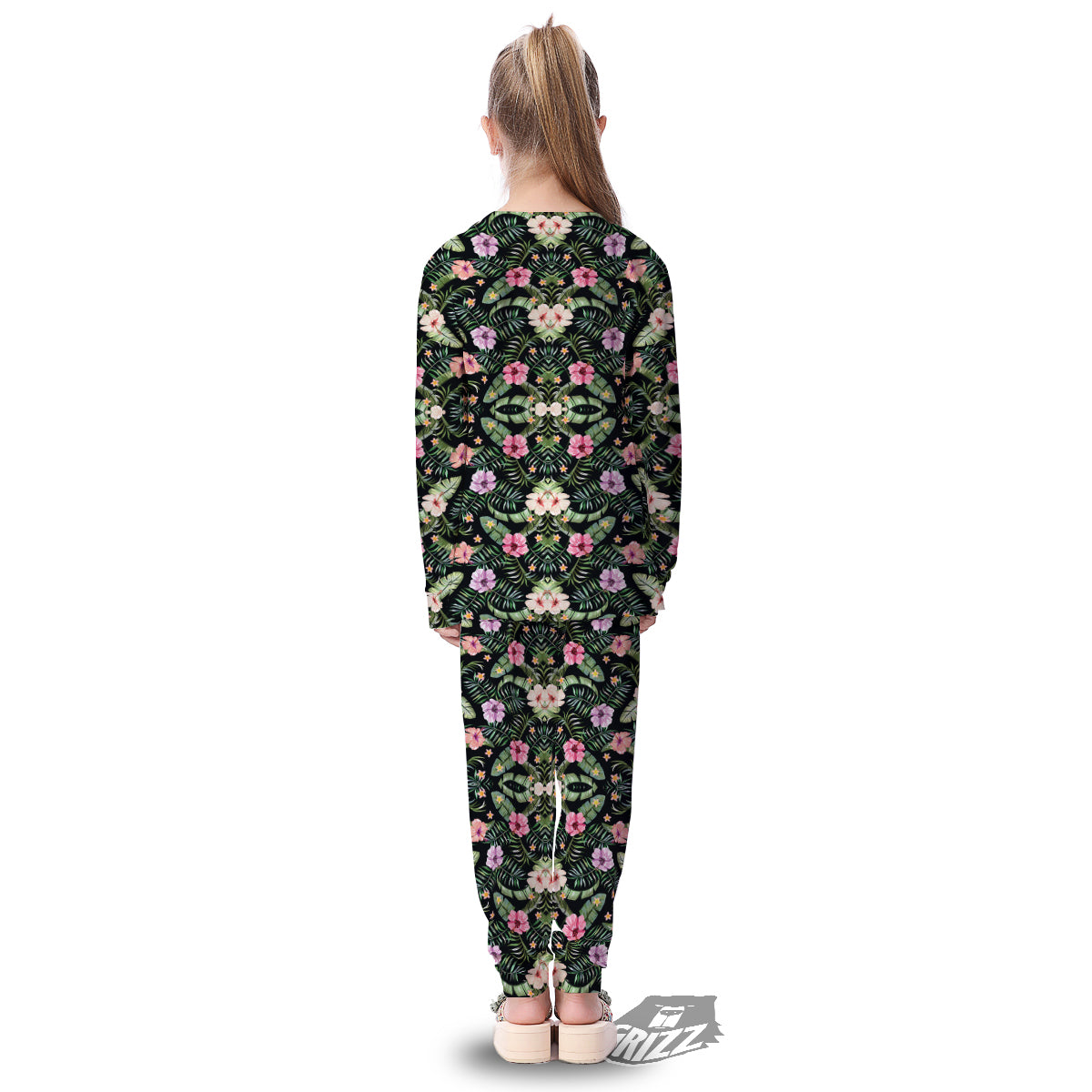 Hibiscus Tropical Floral Vintage Print Pattern Kid's Pajamas-grizzshop