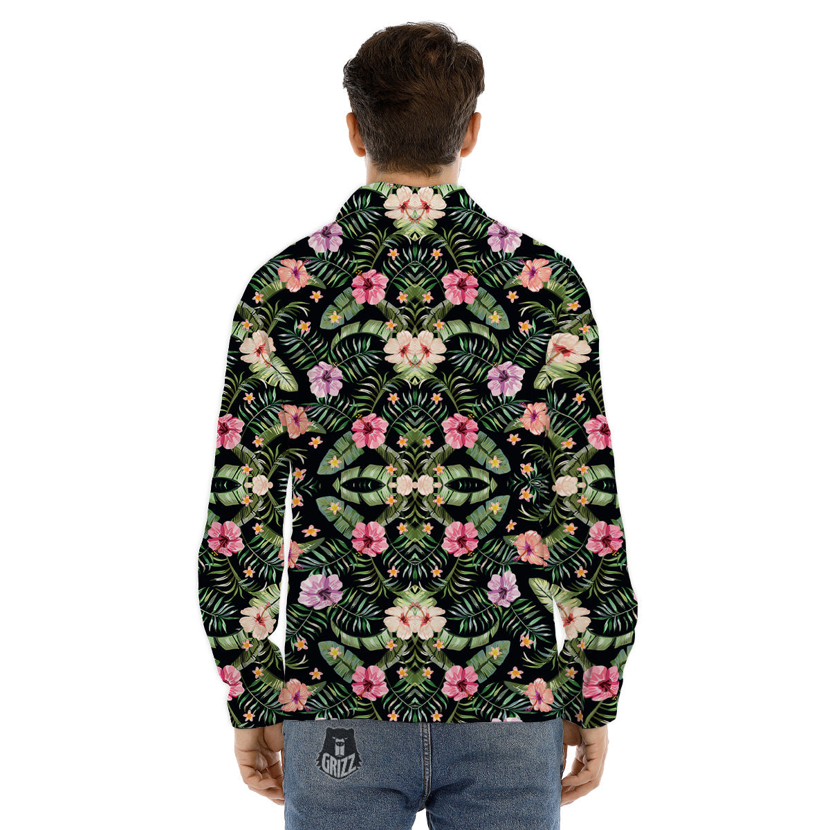 Hibiscus Tropical Floral Vintage Print Pattern Men's Dress Shirts-grizzshop