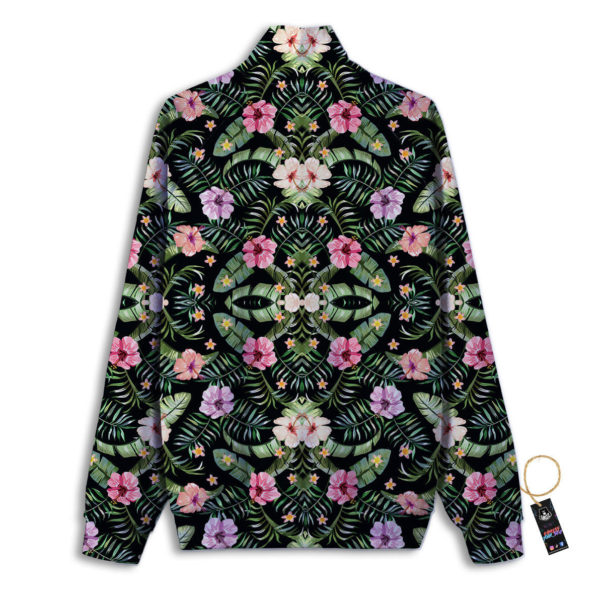 Hibiscus Tropical Floral Vintage Print Pattern Track Jacket-grizzshop