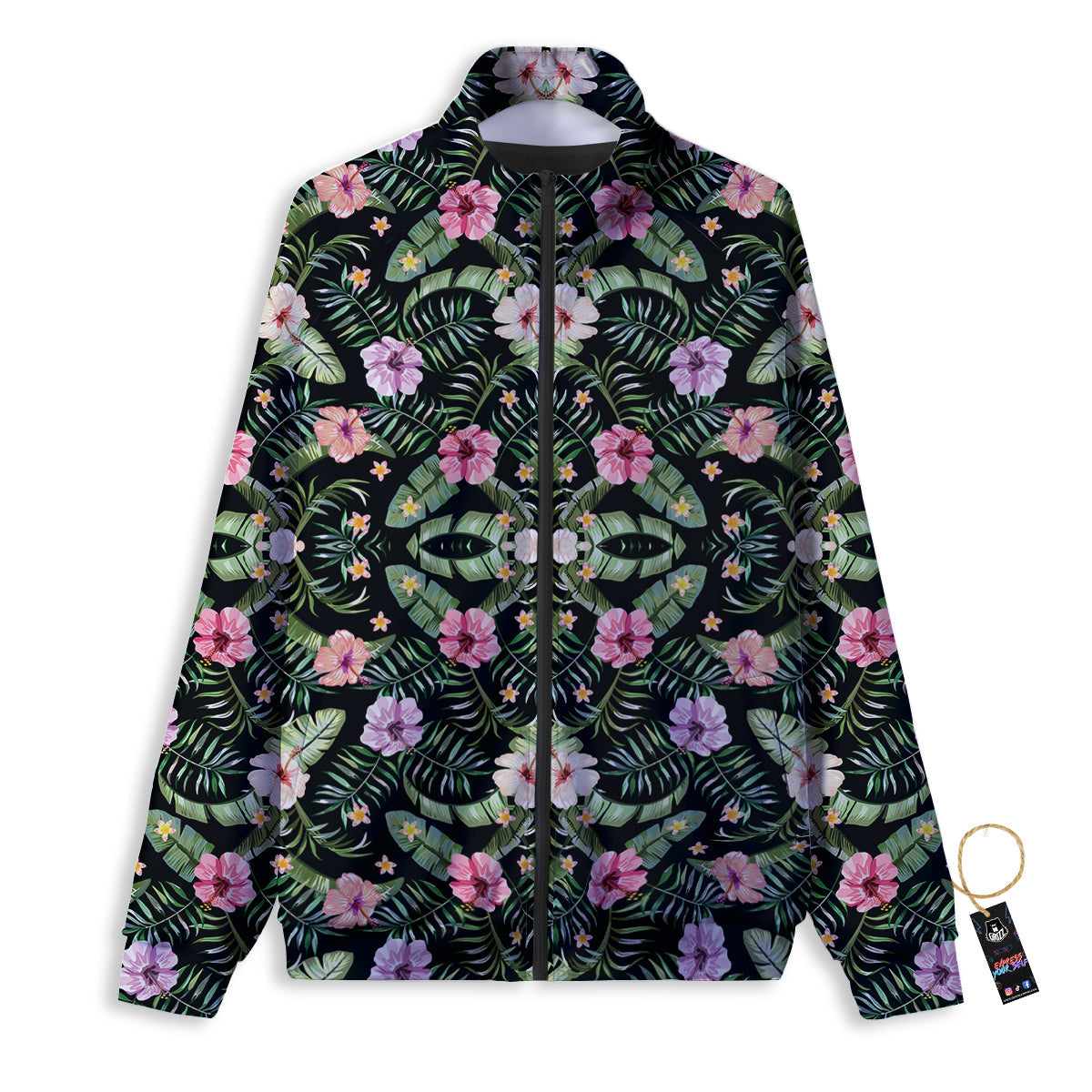 Hibiscus Tropical Floral Vintage Print Pattern Track Jacket-grizzshop