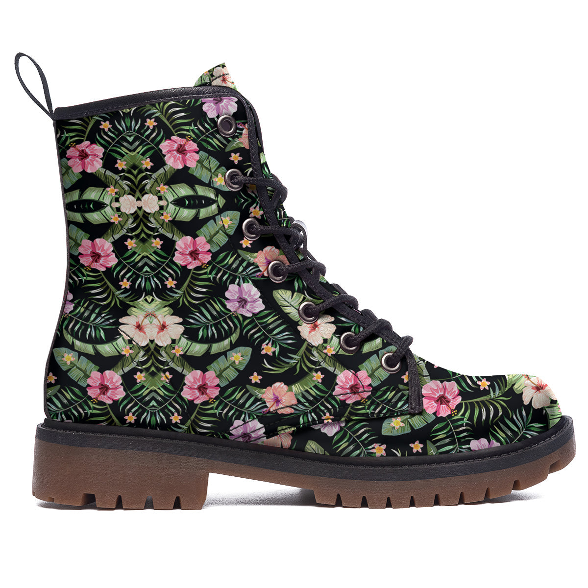 Hibiscus Tropical Floral Vintage Print Pattern Work Boots-grizzshop