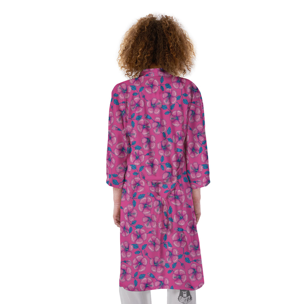 Hibiscus Tropical Hot Pink Print Pattern Kimono-grizzshop