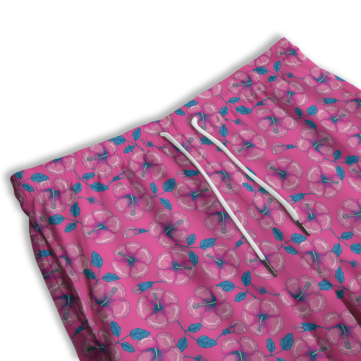 Hibiscus Tropical Hot Pink Print Pattern Men's Athletic Shorts