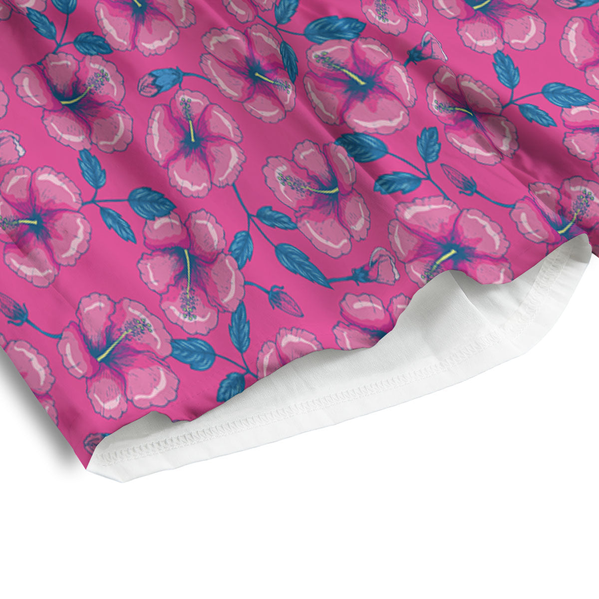 Hibiscus Tropical Hot Pink Print Pattern Men's Athletic Shorts