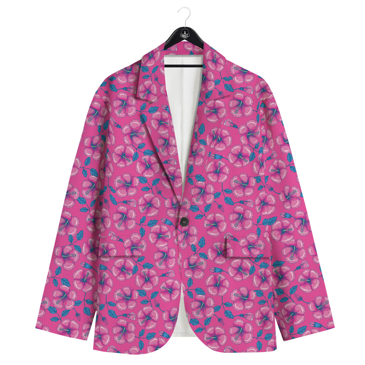 Hibiscus Tropical Hot Pink Print Pattern Men's Sport Coat-grizzshop