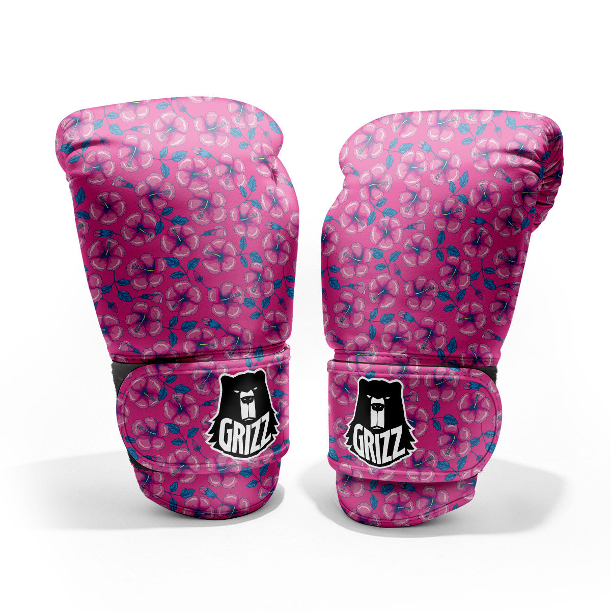 Hibiscus Tropical Hot Pink Print Pattern Pro Boxing Glove