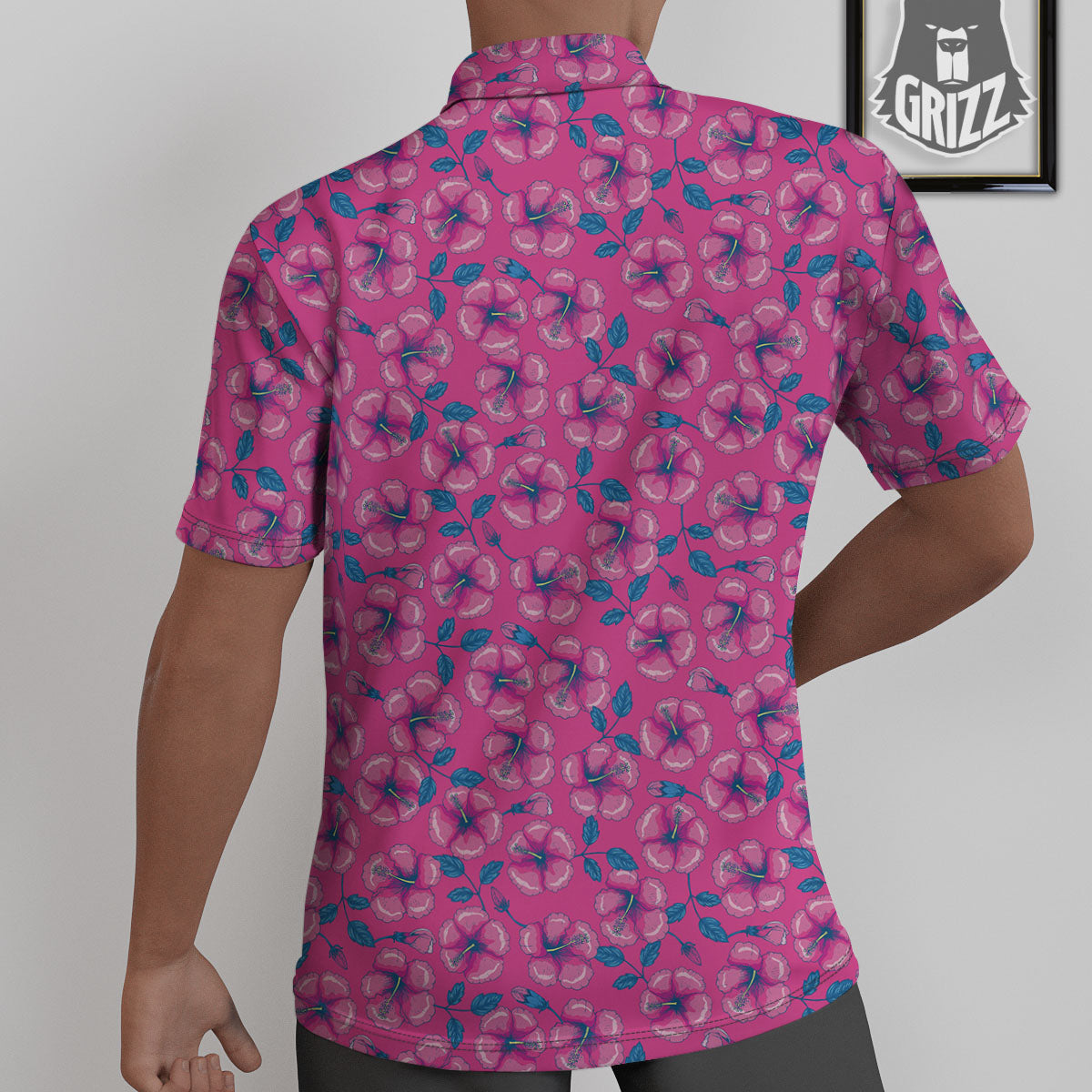 Hibiscus Tropical Hot Pink Print Pattern Untucked Shirts-grizzshop