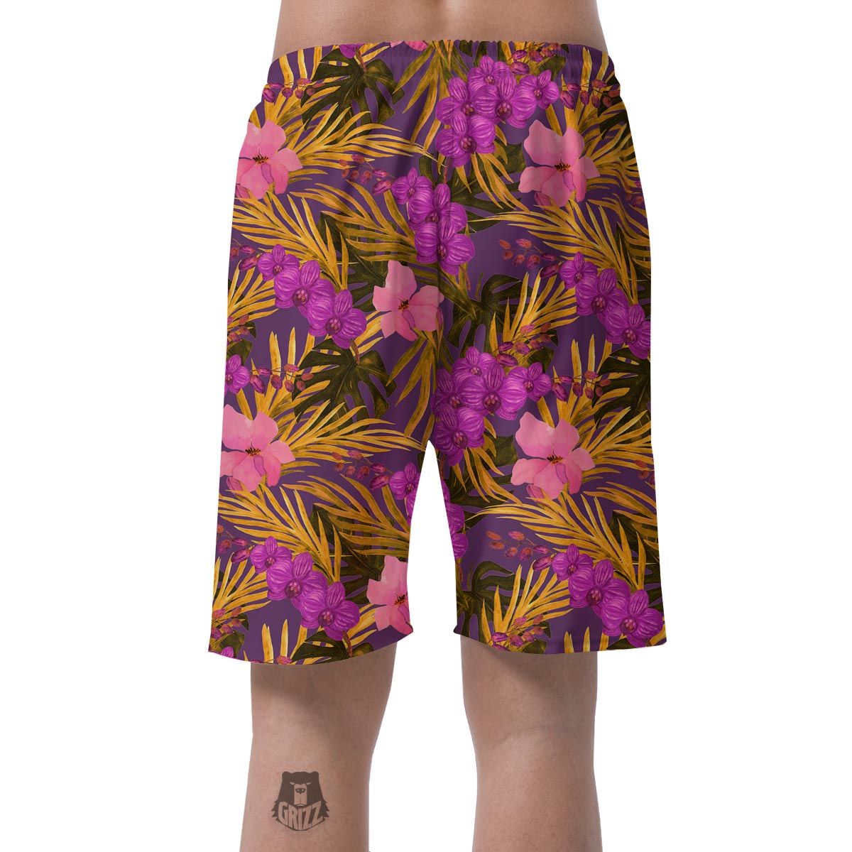 Hibiscus Watercolor Flower Hawaiian Print Men's Shorts-grizzshop