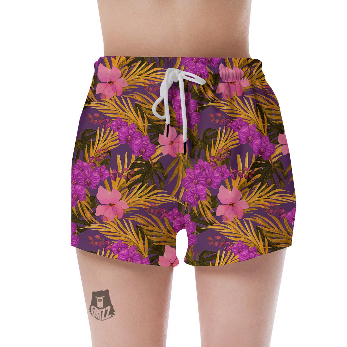 Hibiscus Watercolor Flower Hawaiian Print Women's Shorts-grizzshop