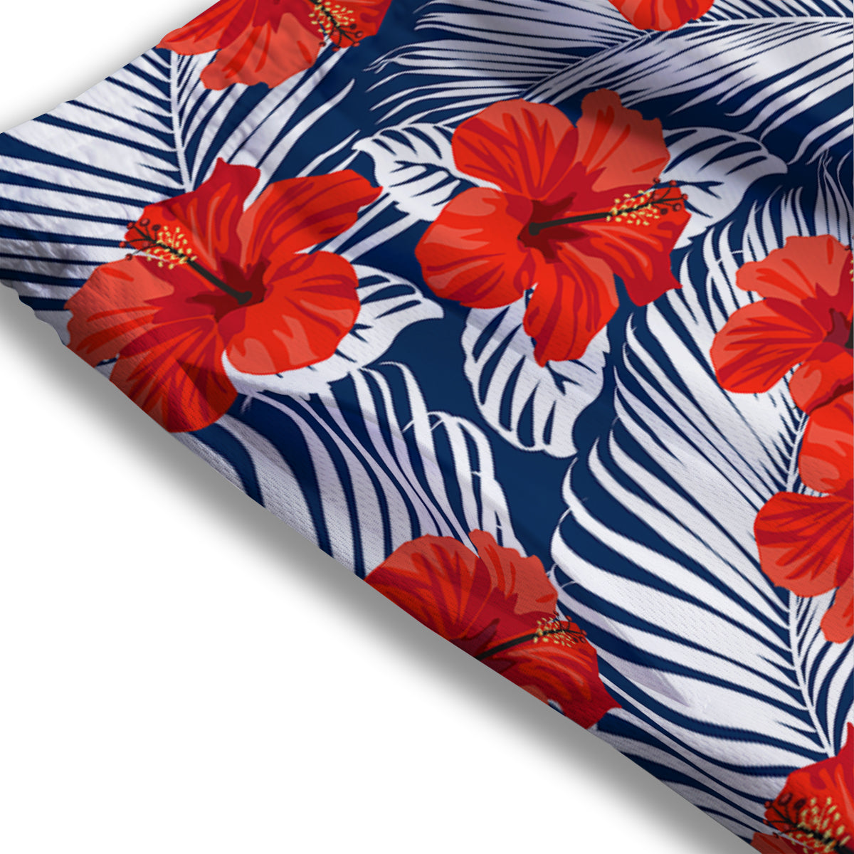Hibiscus White Leaves Print Pattern Mesh Shorts
