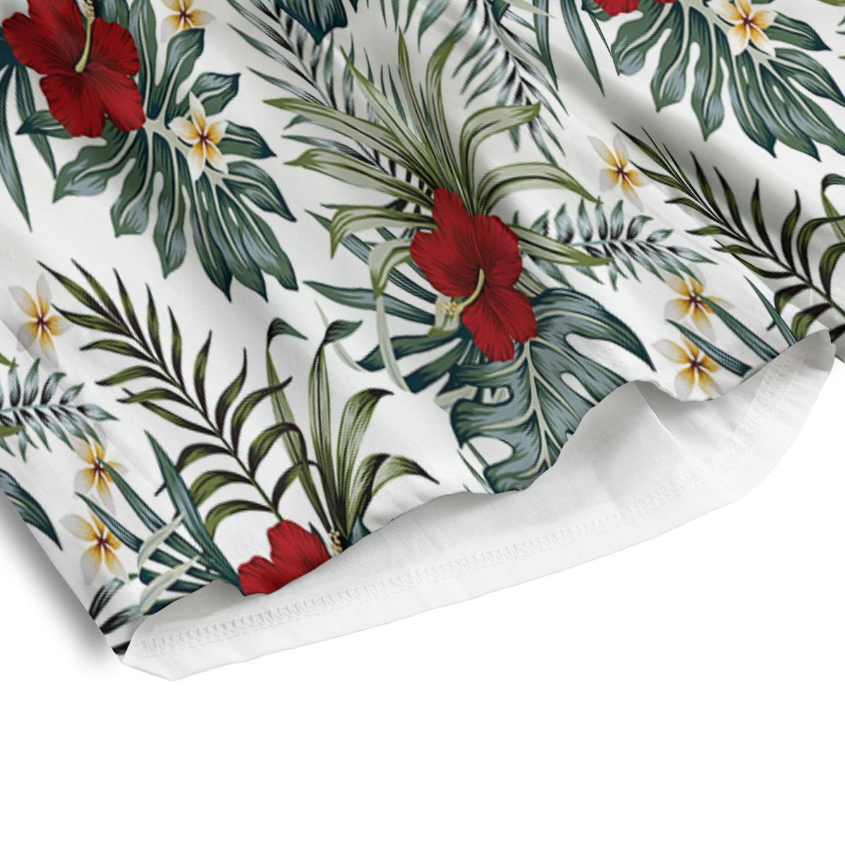 Hibiscus White Tropical Print Pattern Men's Athletic Shorts