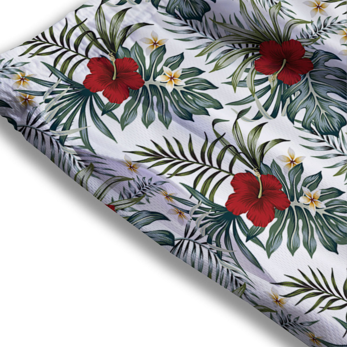 Hibiscus White Tropical Print Pattern Mesh Shorts