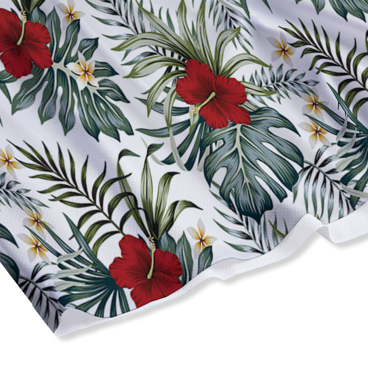 Hibiscus White Tropical Print Pattern Mesh Shorts