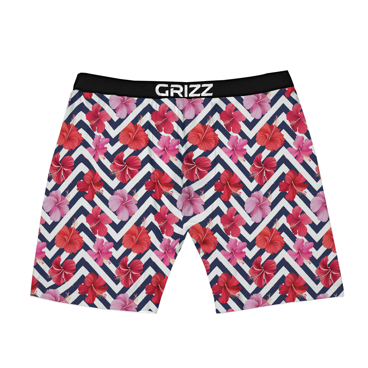Hibiscus Zigzag Pink Print Pattern Boxer Briefs-grizzshop