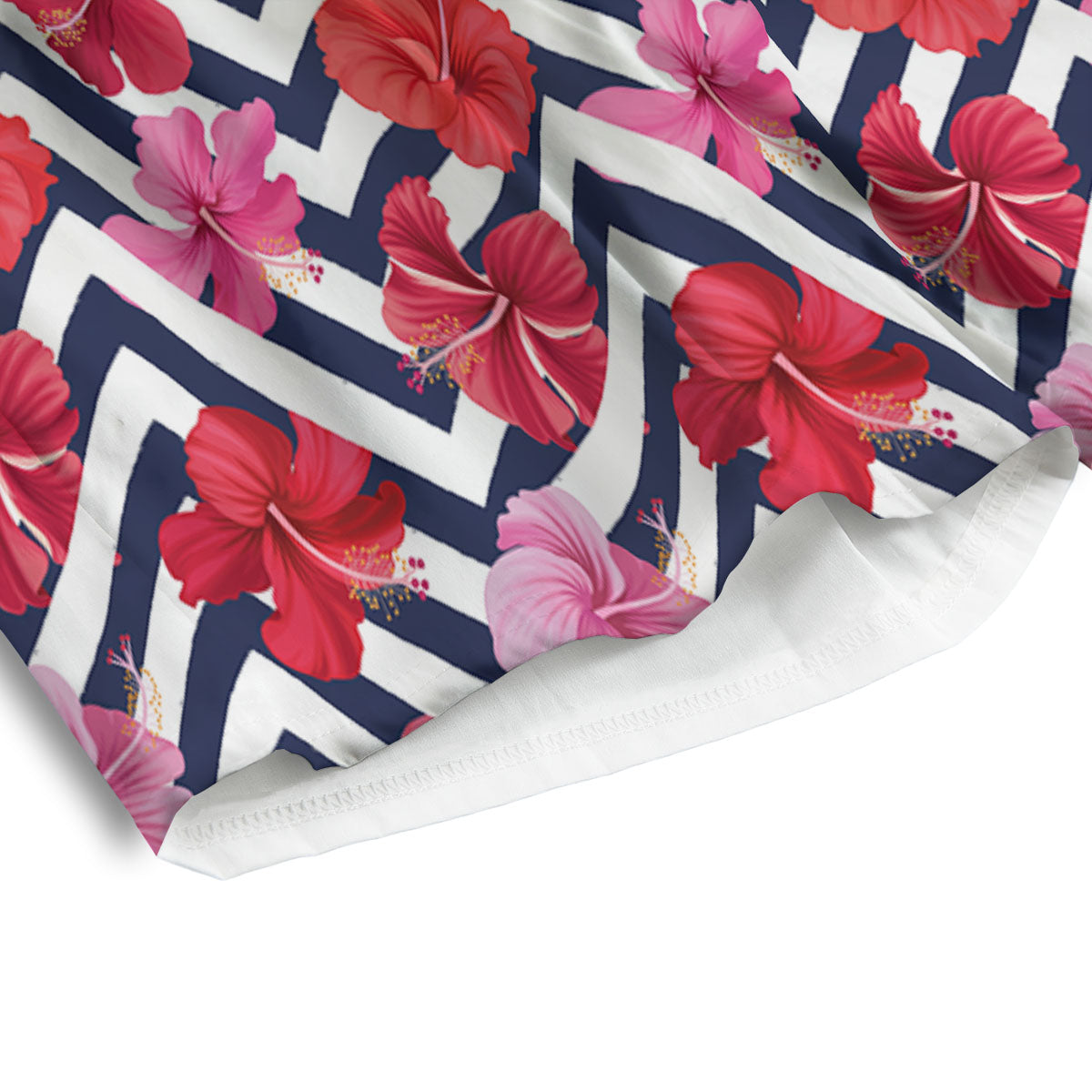 Hibiscus Zigzag Pink Print Pattern Men's Athletic Shorts