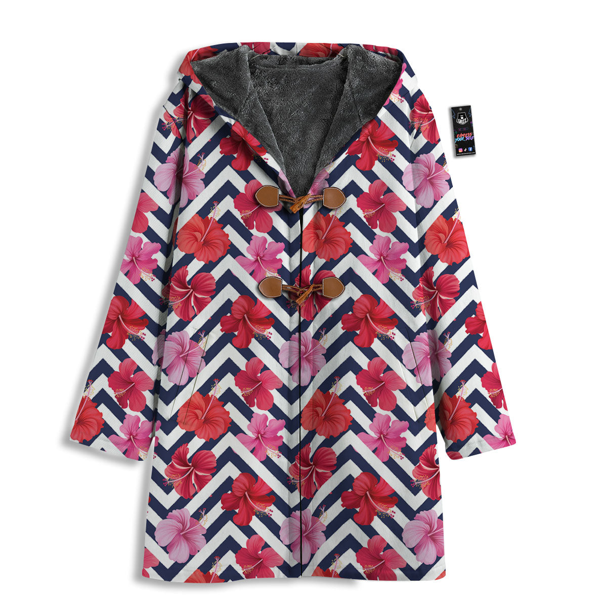 Hibiscus Zigzag Pink Print Pattern Men's Windbreaker Jacket-grizzshop