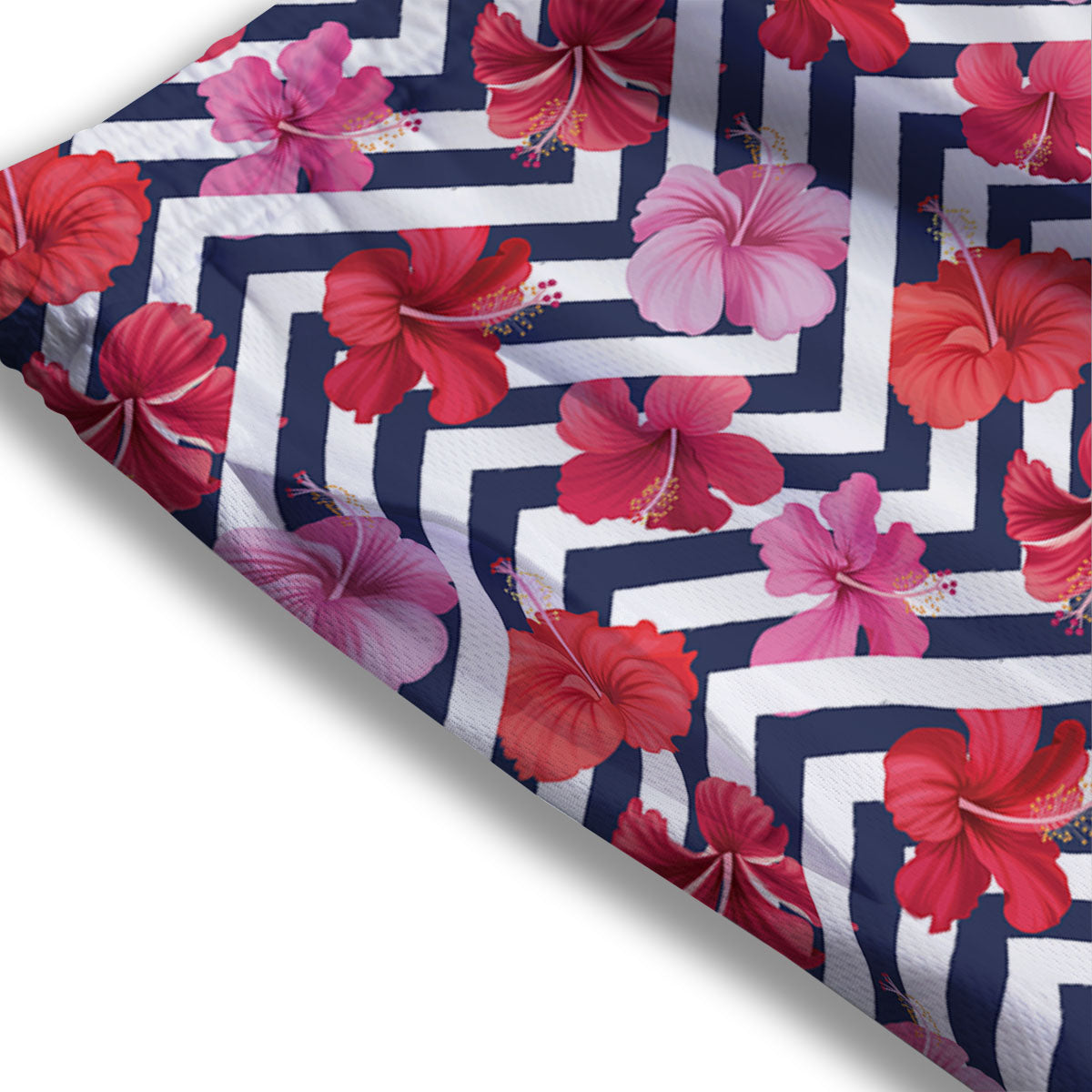 Hibiscus Zigzag Pink Print Pattern Mesh Shorts-grizzshop