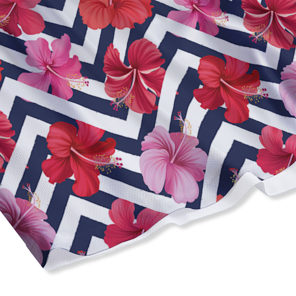 Hibiscus Zigzag Pink Print Pattern Mesh Shorts-grizzshop