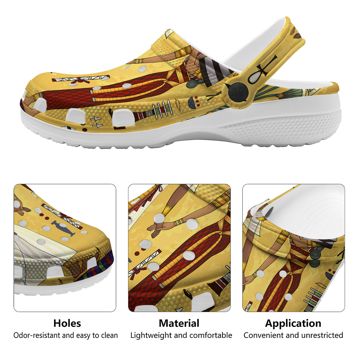 Hieroglyphs And Gods Egyptian Print Clog-grizzshop