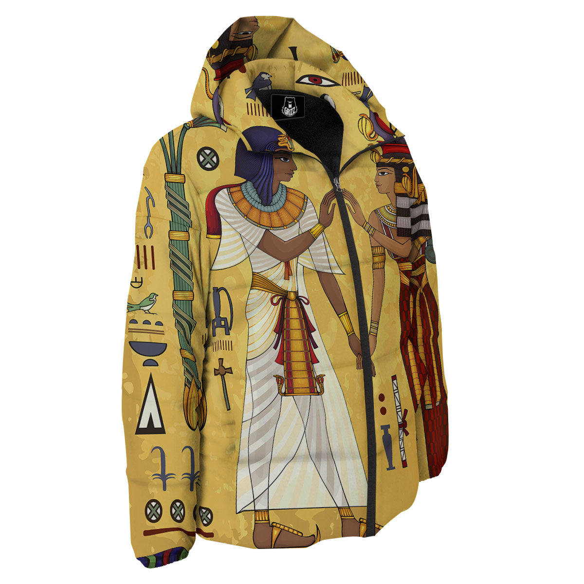 Hieroglyphs And Gods Egyptian Print Down Jacket-grizzshop