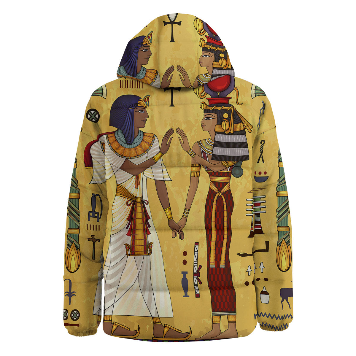 Hieroglyphs And Gods Egyptian Print Down Jacket-grizzshop