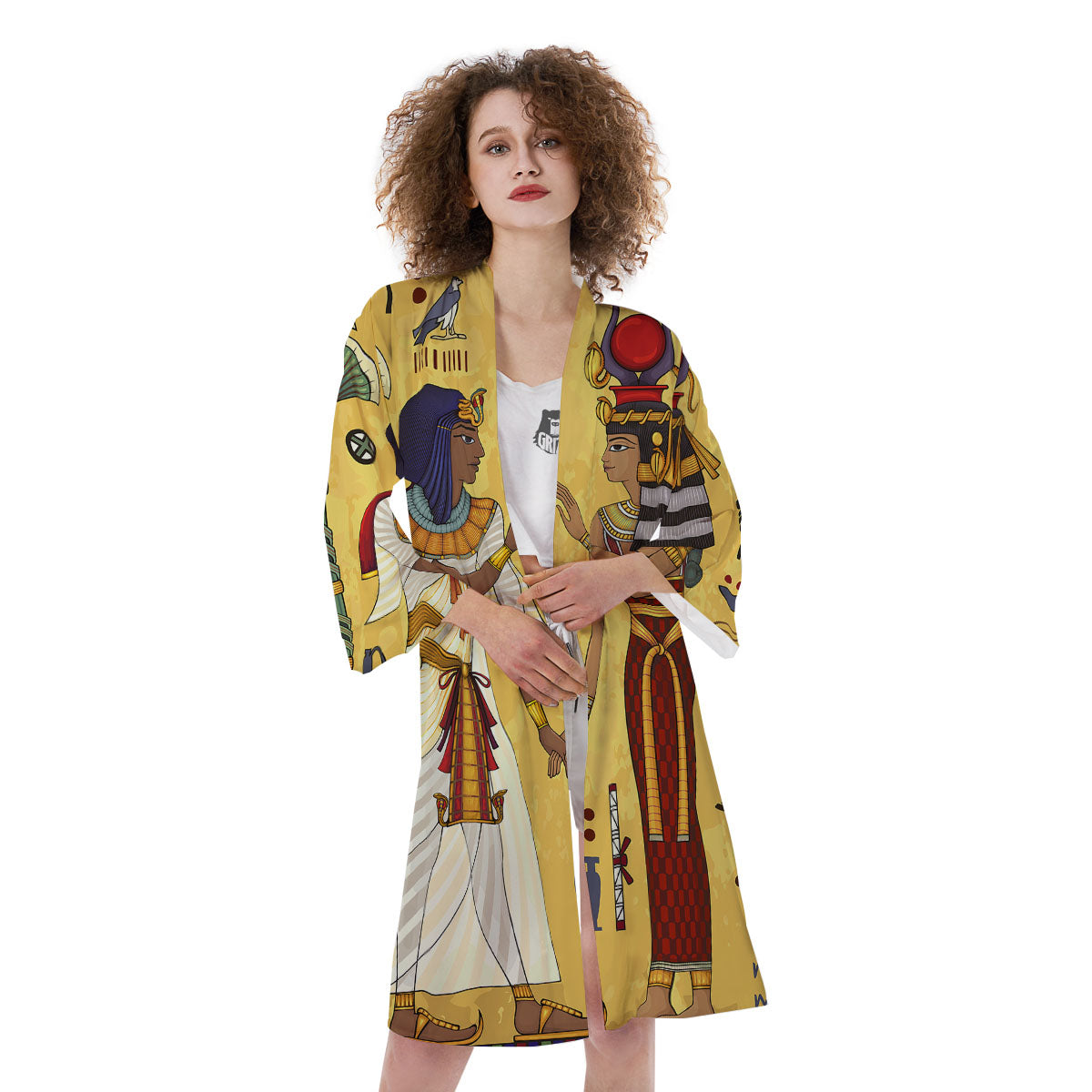 Hieroglyphs And Gods Egyptian Print Kimono-grizzshop