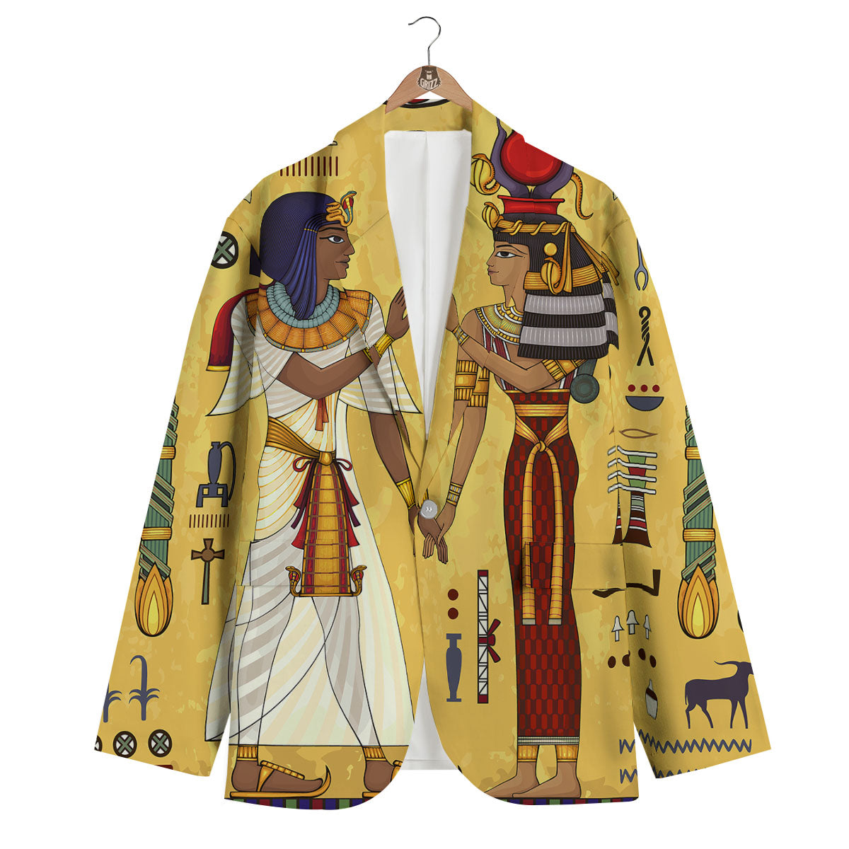 Hieroglyphs And Gods Egyptian Print Men's Blazer-grizzshop