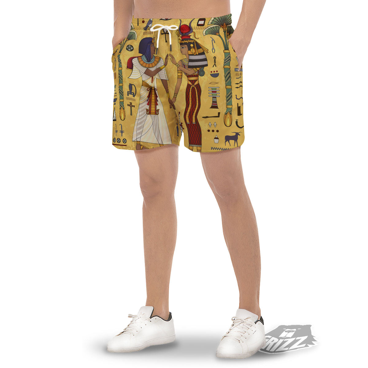 Hieroglyphs And Gods Egyptian Print Men's Gym Shorts-grizzshop