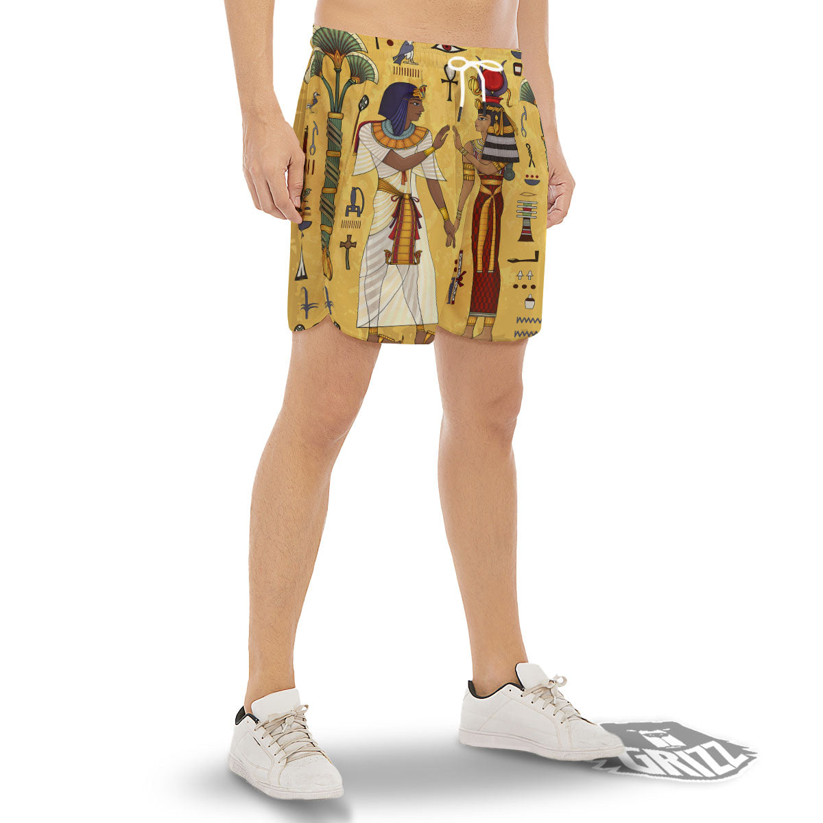 Hieroglyphs And Gods Egyptian Print Men's Gym Shorts-grizzshop