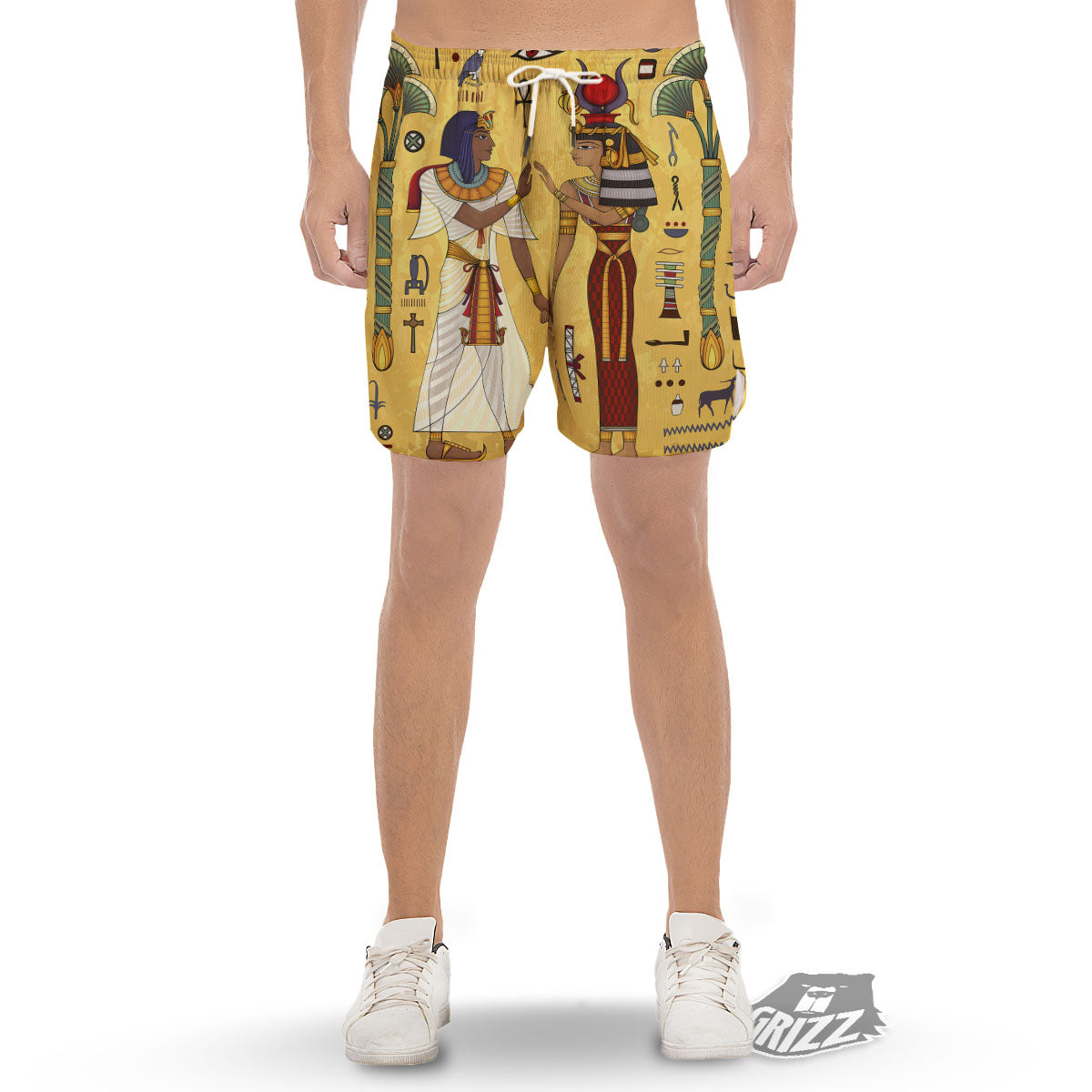 Hieroglyphs And Gods Egyptian Print Men's Gym Shorts-grizzshop