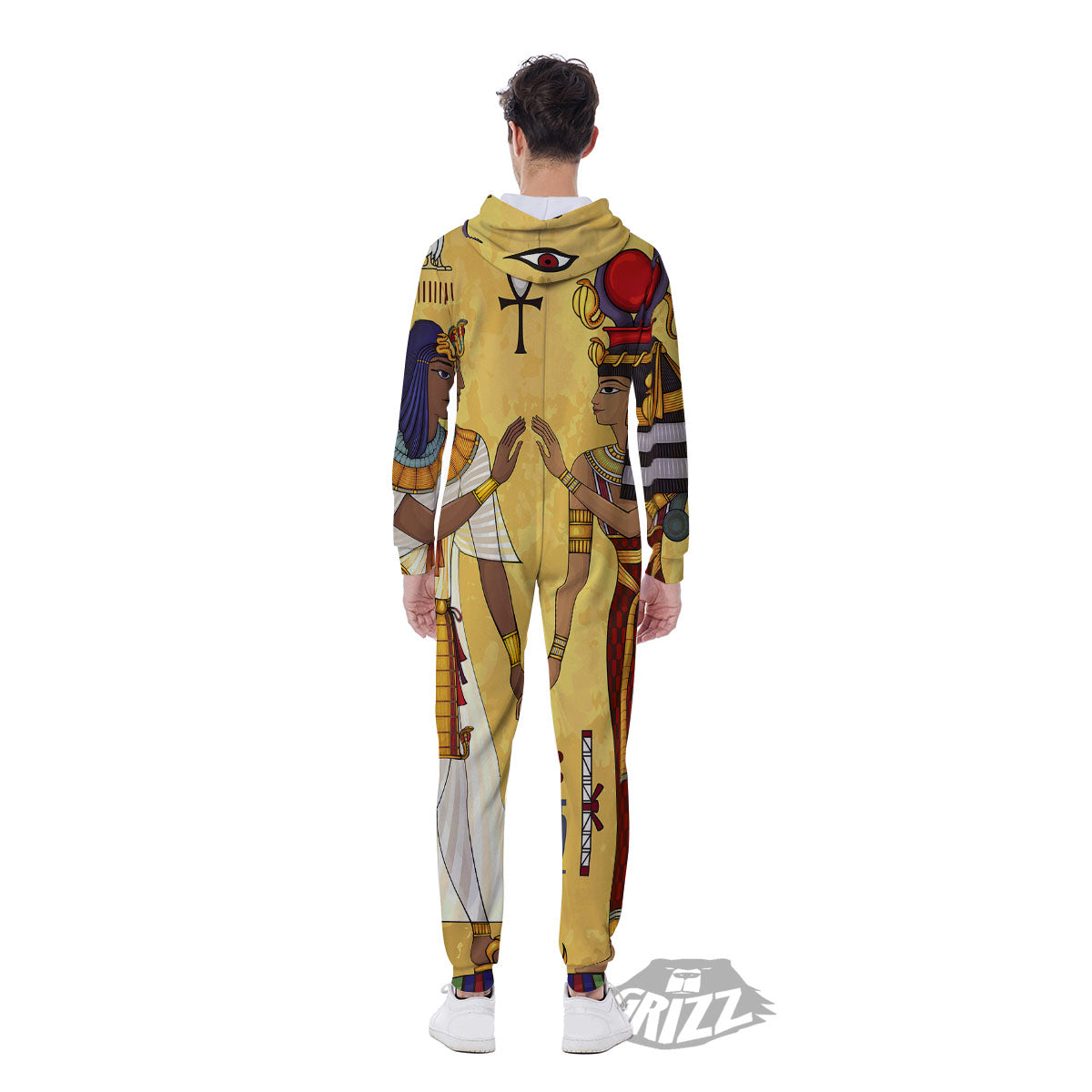 Hieroglyphs And Gods Egyptian Print Men's Jumpsuit-grizzshop