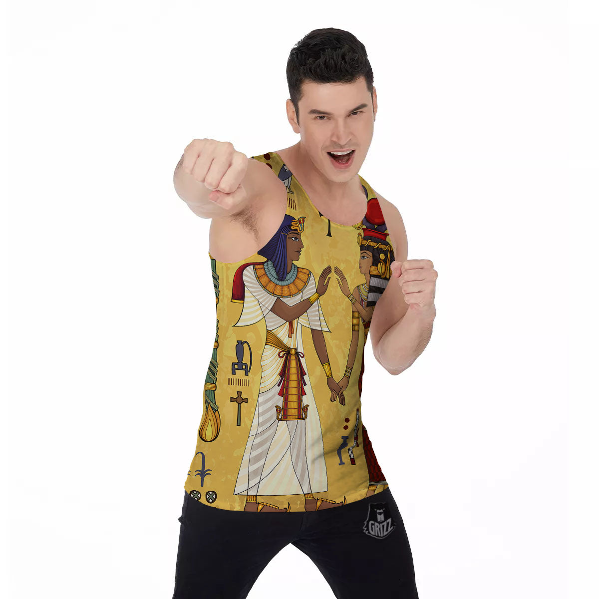Hieroglyphs And Gods Egyptian Print Men's Tank Top-grizzshop