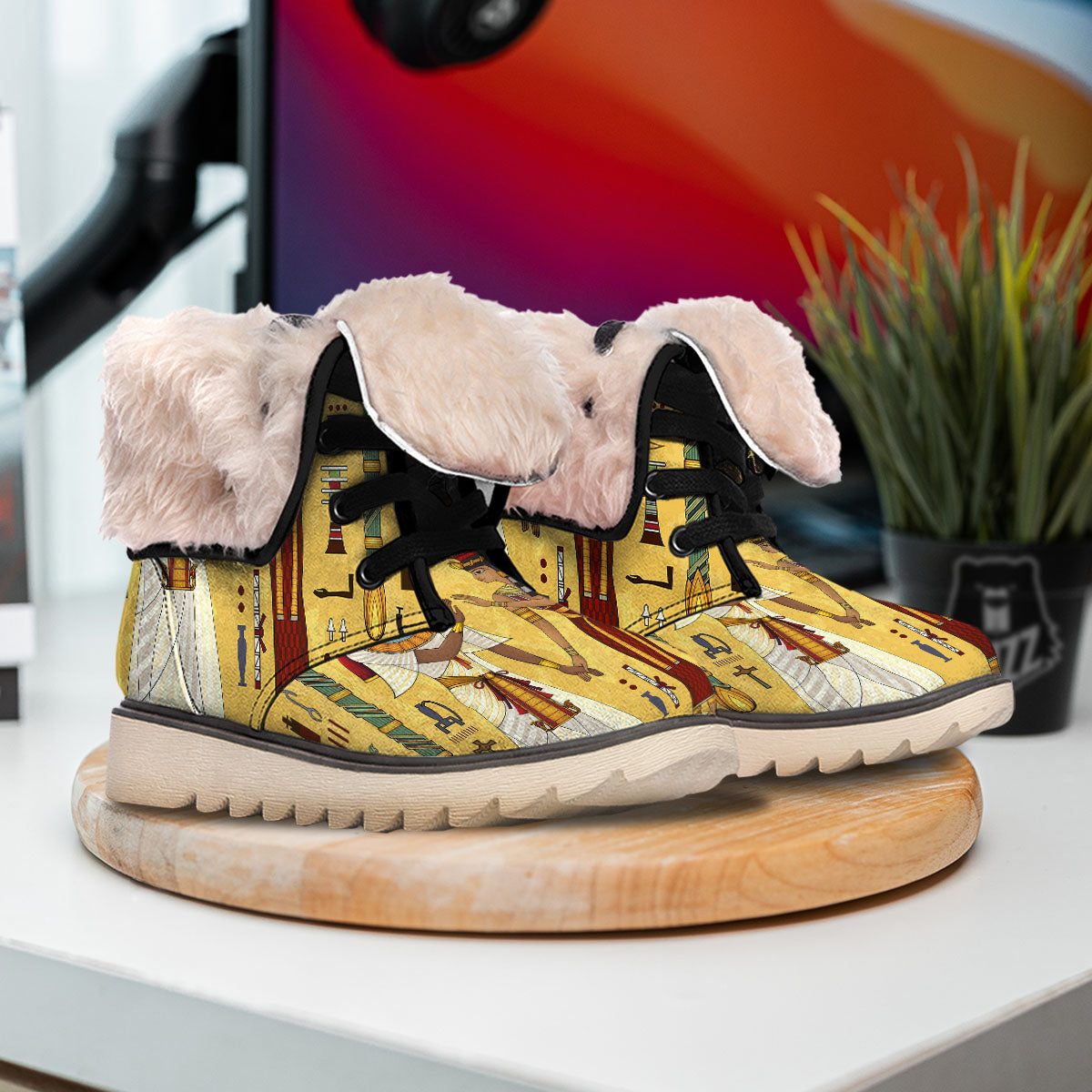 Hieroglyphs And Gods Egyptian Print Snow Boots-grizzshop