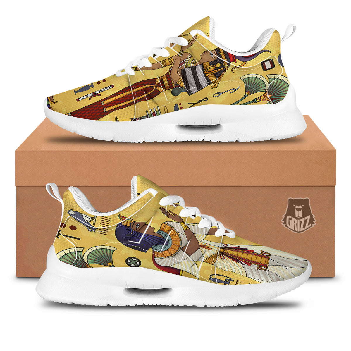 Hieroglyphs And Gods Egyptian Print Tennis Shoes-grizzshop