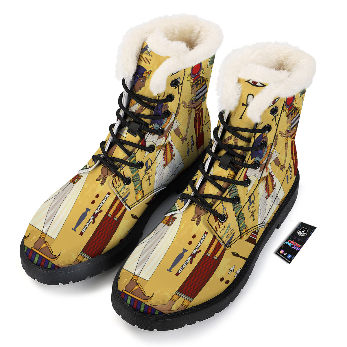 Hieroglyphs And Gods Egyptian Print Winter Boots-grizzshop