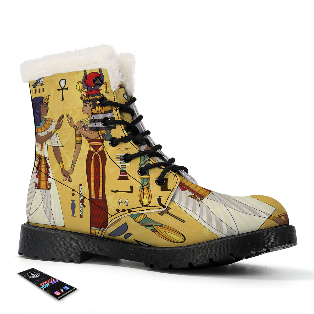 Hieroglyphs And Gods Egyptian Print Winter Boots-grizzshop