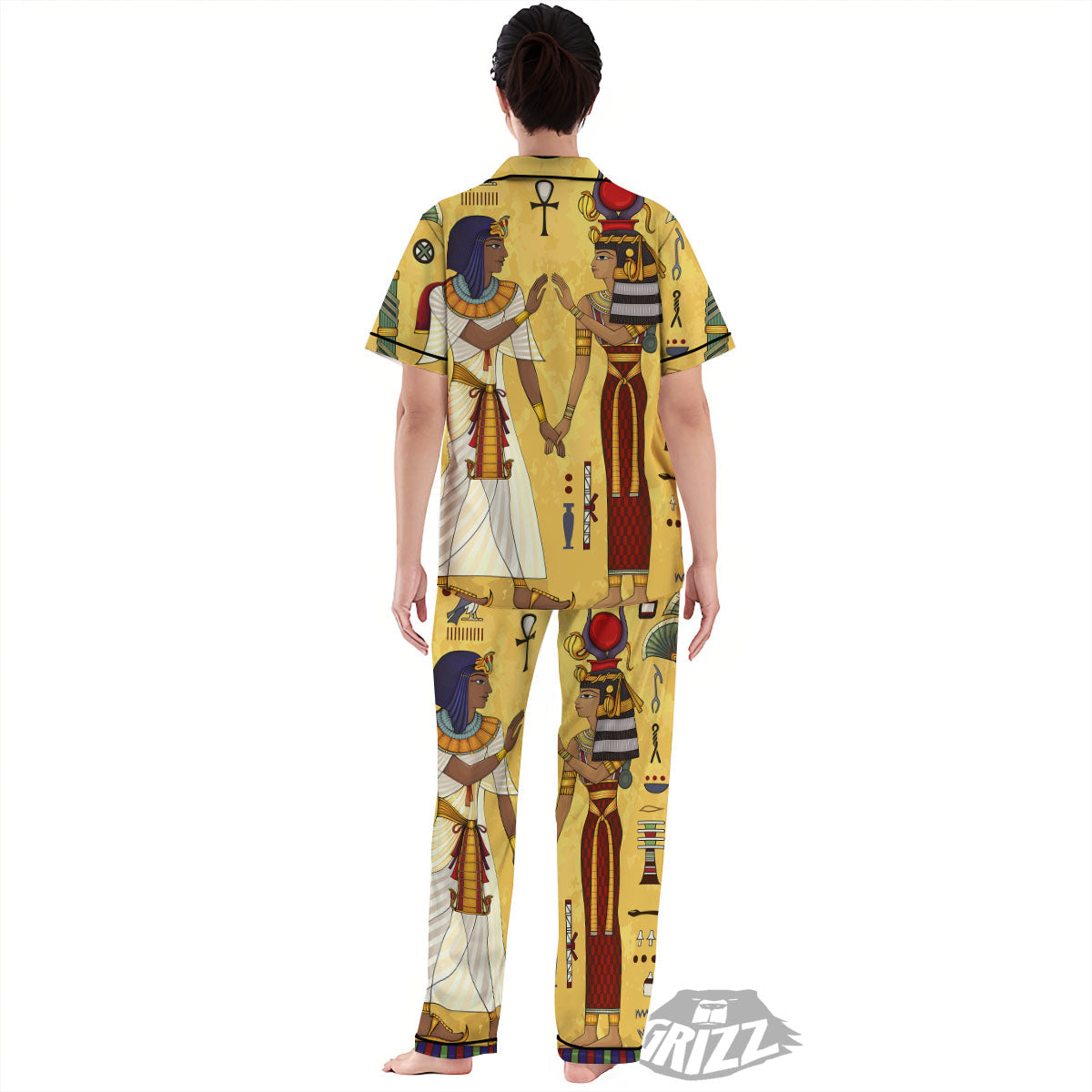 Hieroglyphs And Gods Egyptian Print Women's Pajamas Set-grizzshop