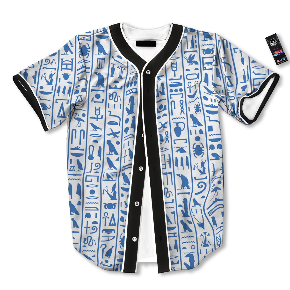 Hieroglyphs Egypt Print Pattern Baseball Jersey-grizzshop