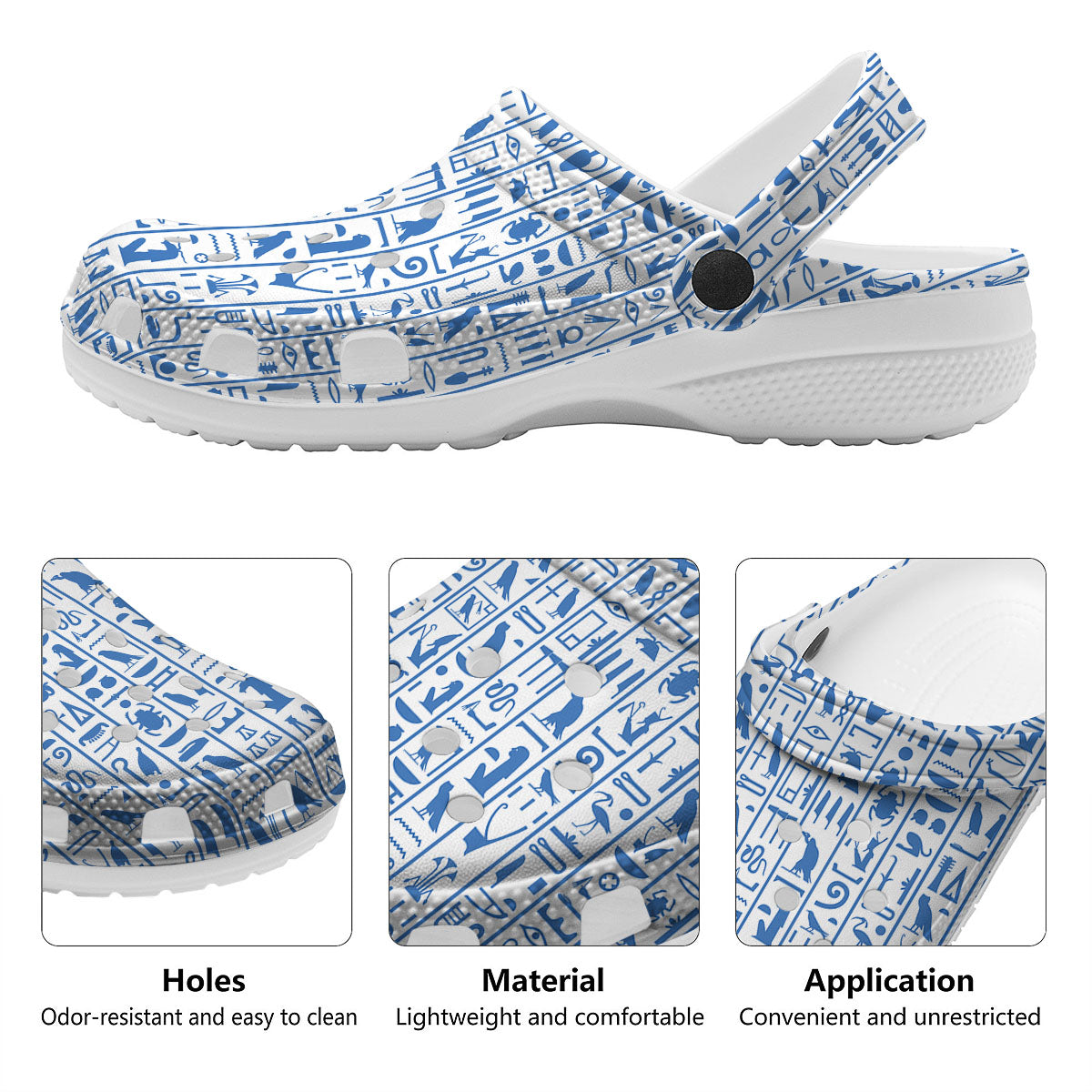 Hieroglyphs Egypt Print Pattern Clog-grizzshop