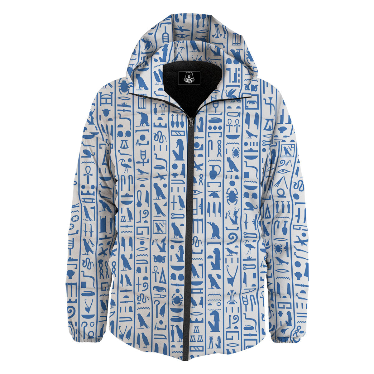 Hieroglyphs Egypt Print Pattern Down Jacket-grizzshop