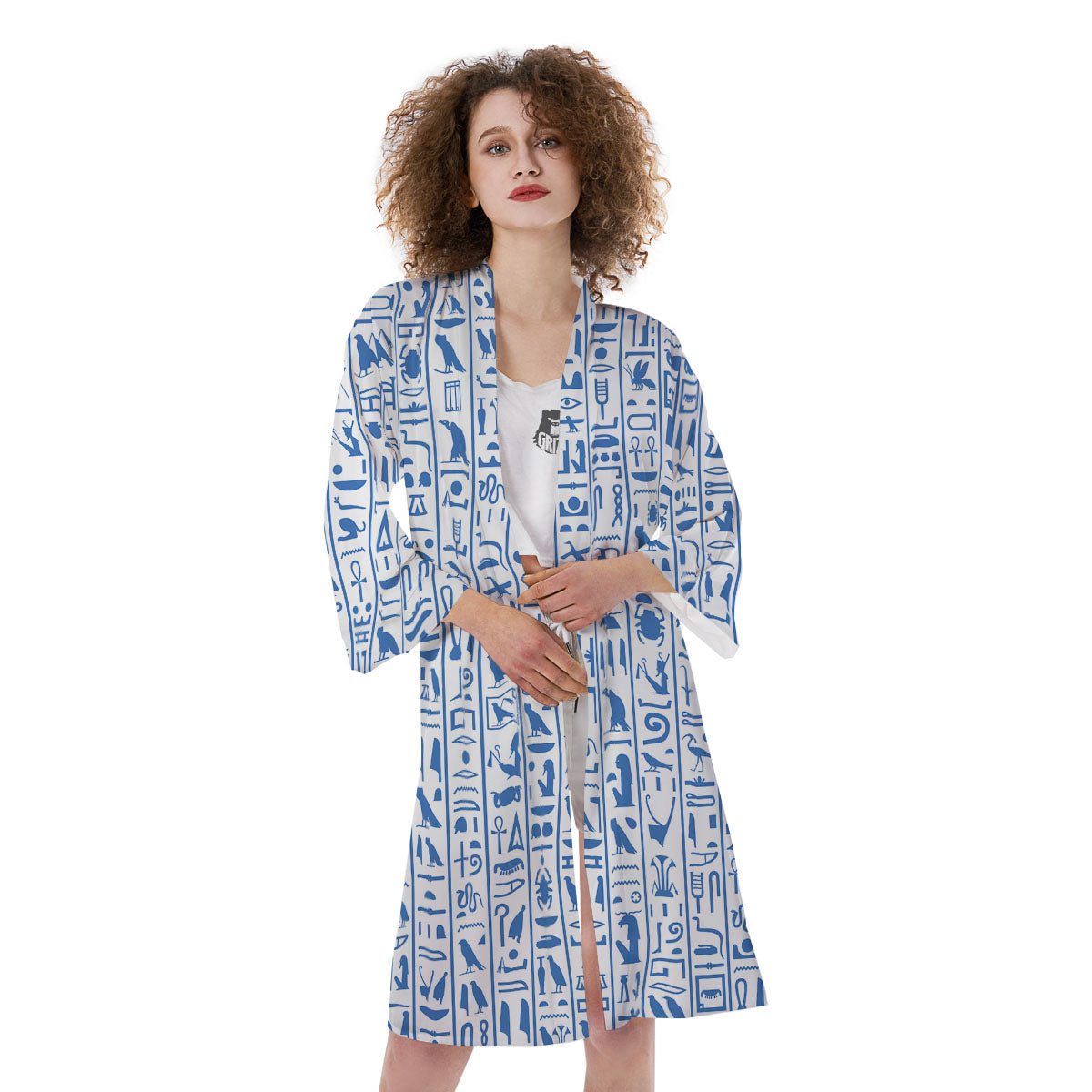 Hieroglyphs Egypt Print Pattern Kimono-grizzshop