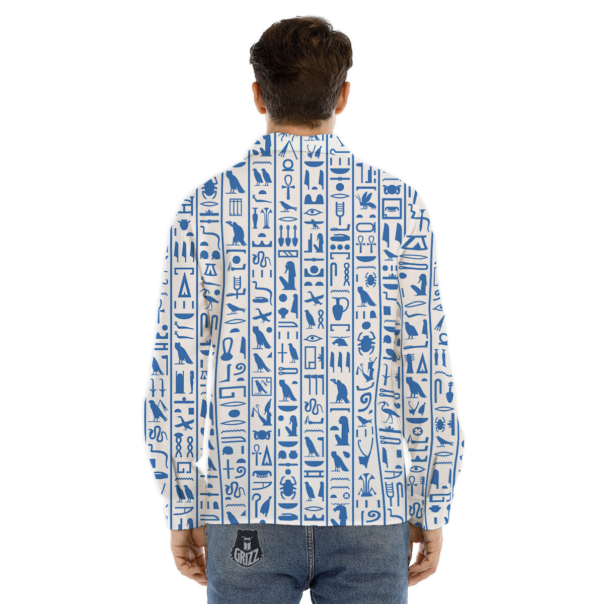 Hieroglyphs Egypt Print Pattern Men's Dress Shirts-grizzshop