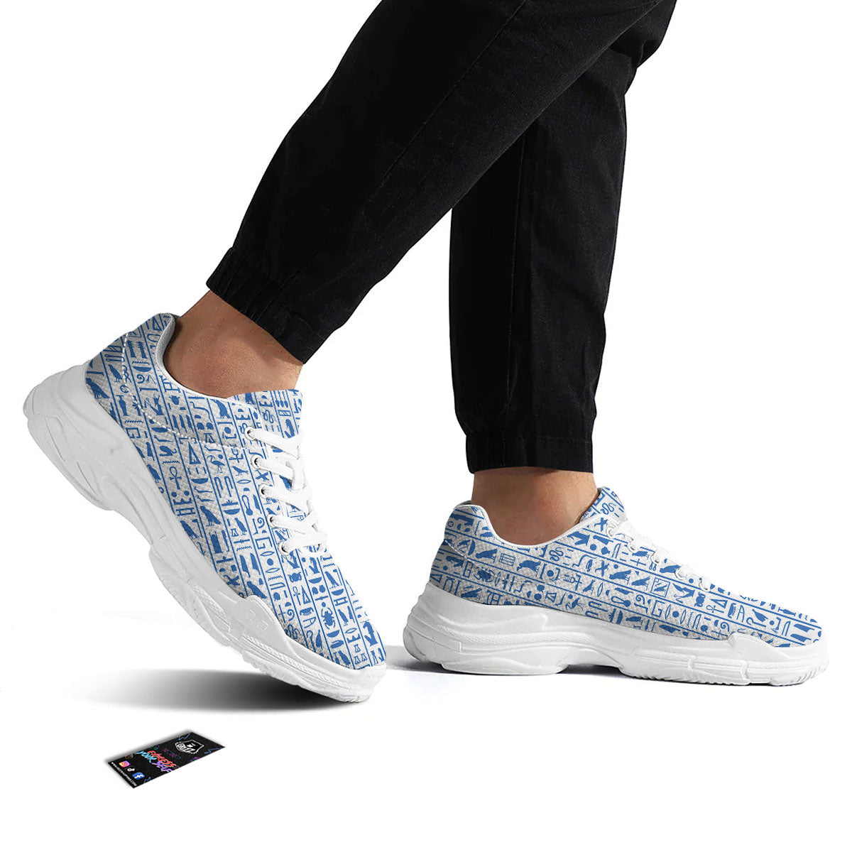 Hieroglyphs Egypt Print Pattern White Chunky Shoes-grizzshop
