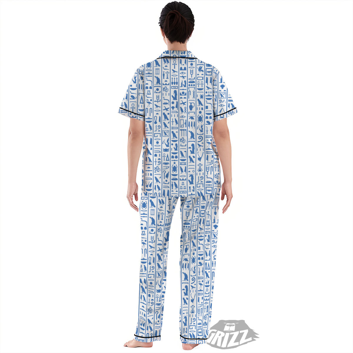 Hieroglyphs Egypt Print Pattern Women's Pajamas Set-grizzshop