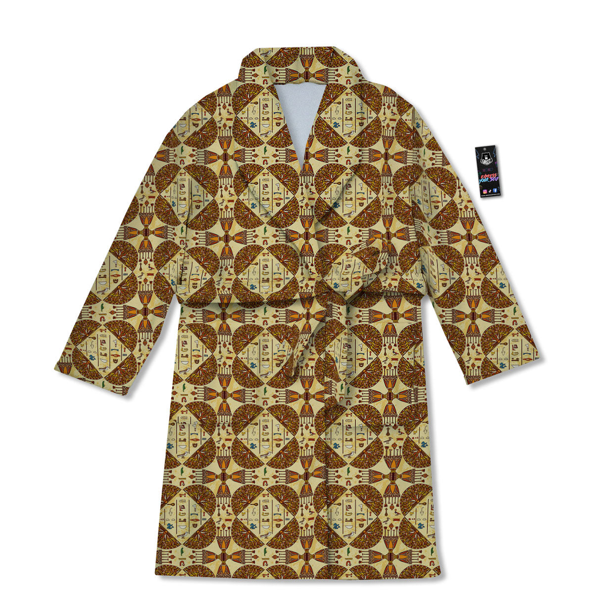 Hieroglyphs Egyptian Print Pattern Bathrobe-grizzshop